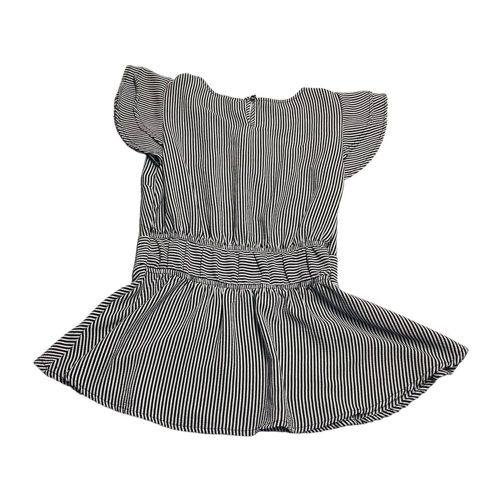 Monteau Blouse Top Girls Small Black White Striped Stretch Flutter Short Sleeve - Picture 3 of 7